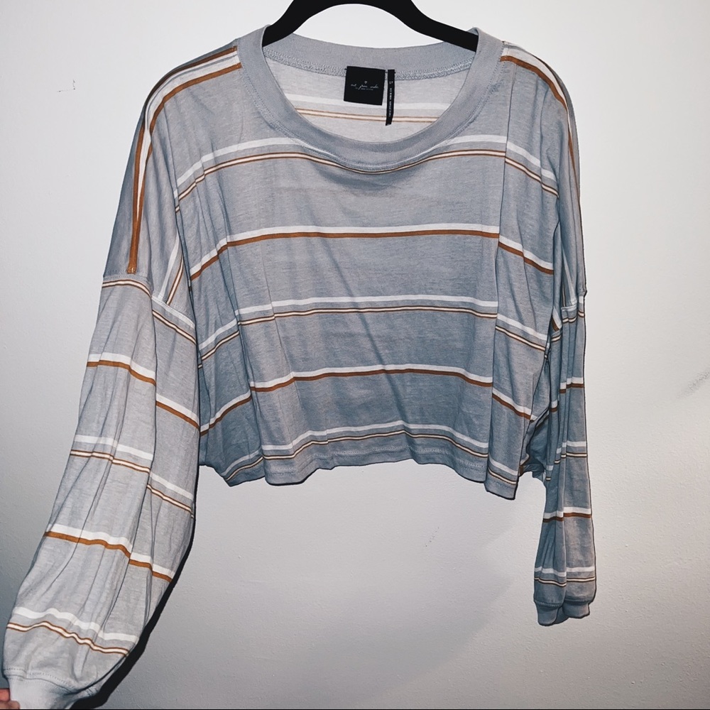 Light Blue out from under striped top